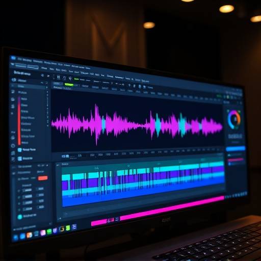 Schermata del software di editing audio con forme d'onda visualizzate